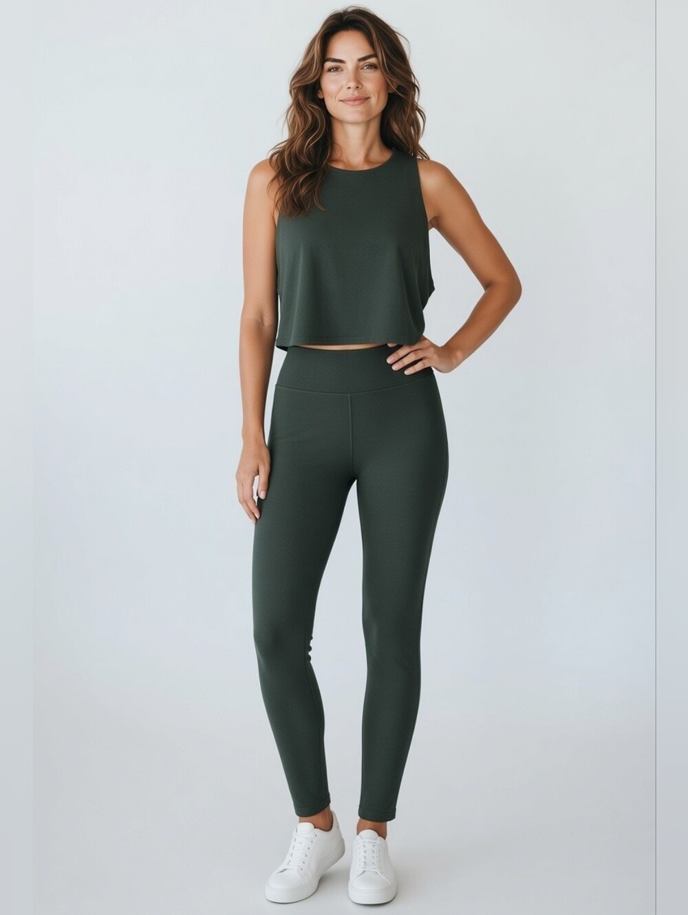 Old Navy Cloud Comfy 2 Piece Dark Green Athletic Tank And Pants  Yoga Sz. XL